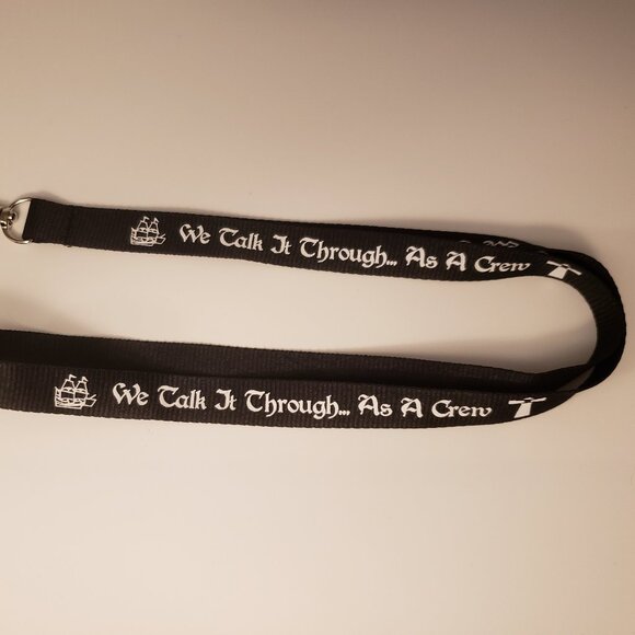 Our Flag Means Death Lanyard Talk It Through As a Crew OFMD Pirate Ship B&W - Picture 2 of 5